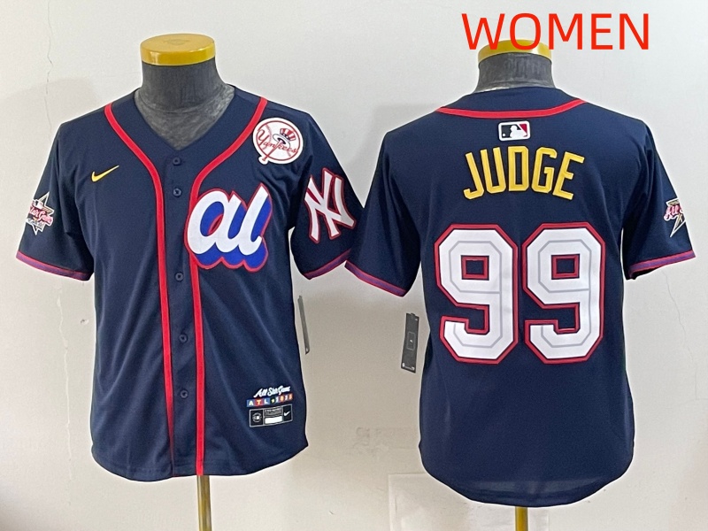 Women 2025 New York Yankees #99 Judge Drak Blue All star Blank Blue Nike MLB Jersey style 5->women mlb jersey->Women Jersey